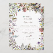 Boho Wildflower Garden Verlovingsfeest Uitnodiging (Voorkant / Achterkant)