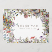 Boho Wildflower Garden White Dank u kaart (Voorkant / Achterkant)