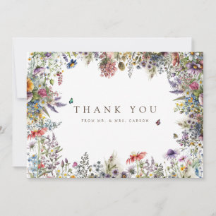 Boho Wildflower Garden White Dank u kaart