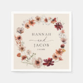 Boho Wildflower gepersonaliseerde bruiloft Servet (Voorkant)