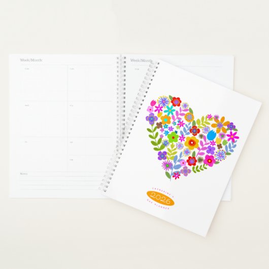 Boho Wildflower Heart 2026 Planner (Devant avec enveloppe)