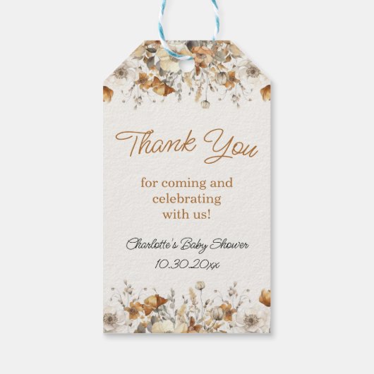 Boho Wildflower Herfst Dank u voor cadeau Labels Cadeaulabel (Achterkant)