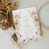 Boho Wildflower Herfst foto bruiloft uitnodiging