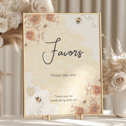 Boho Wildflower Honing Baby shower Favors Poster
