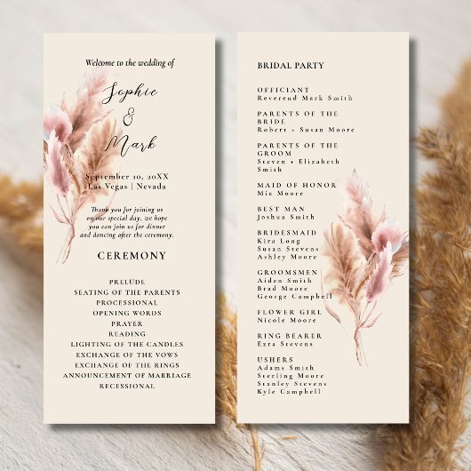 Boho Wildflower Huwelijksprogramma Programma