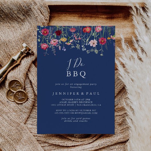 Boho Wildflower Ik doe BBQ Engagement Party Kaart