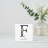 Boho Wildflower Initiaal F QR-code Vierkante Visitekaartje (Staand voorkant)