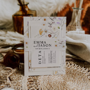 Boho Wildflower Invitation Belly Band Uitnodigingen Wikkel