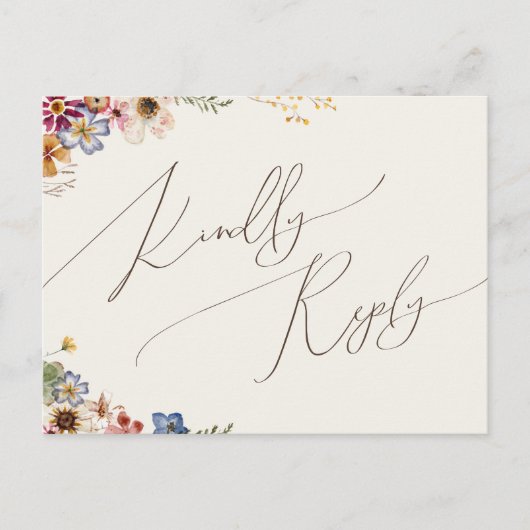 Boho Wildflower | Keuze uit het Beige Menu RSVP-Br (Voorkant)