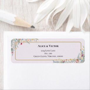 Boho Wildflower Lavendel Bruiloft Retouradres Etiket