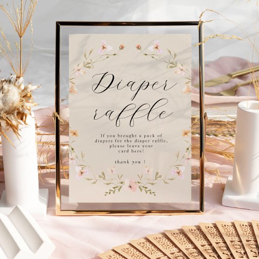 Boho Wildflower Luier Raffle Baby shower Poster