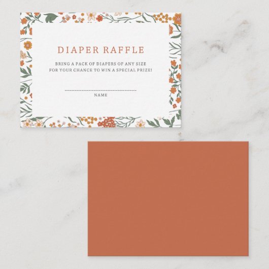 Boho Wildflower Luier Ruffle Informatiekaartje (Voorkant / Achterkant)