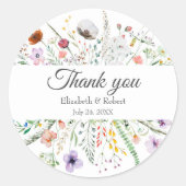 Boho Wildflower Meadow Bruiloft Dank u Sticker (Voorkant)