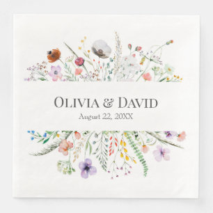 Boho Wildflower Meadow Wedding Napkins Servet