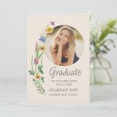 Boho Wildflower Meisje Foto Middelbare School Afst Aankondiging (Staand voorkant)