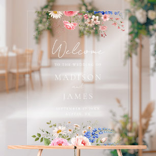 Boho Wildflower Minimalistische Bloemen Welkom Huw Acryl Bord