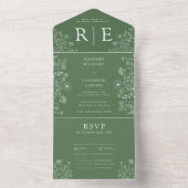 Boho Wildflower Modern Waterverf Wedding All In One Uitnodiging (Binnen)