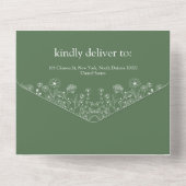 Boho Wildflower Modern Waterverf Wedding All In One Uitnodiging (Achterkant)