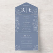 Boho Wildflower Modern Waterverf Wedding All In One Uitnodiging (Binnen)