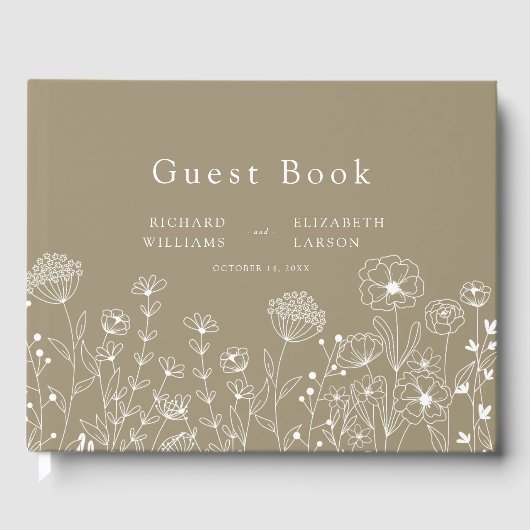 Boho Wildflower Modern Waterverf Wedding Gastenboek (Voorkant)