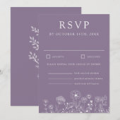 Boho Wildflower Modern Waterverf Wedding Kaart (Voorkant / Achterkant)