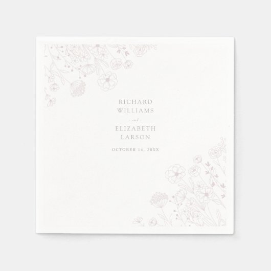 Boho Wildflower Modern Waterverf Wedding Servet (Voorkant)