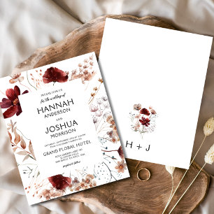 Boho Wildflower Monogram Huwelijksuitnodiging