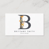 Boho Wildflower Monogram Initiaal B Visitekaartje (Voorkant)