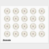 Boho Wildflower Monogram Round Envelope Seal Ronde Sticker (Vel)