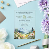 Boho Wildflower Mountain Meadow Wedding Acryl Uitnodigingen (Insitu (Huwelijk))