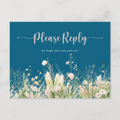 Boho Wildflower Navy Menu Keuze RSVP (Voorkant)