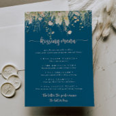 Boho Wildflower Navy Wedding Kissing Menu Spel