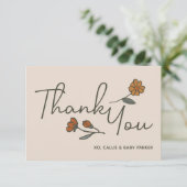 Boho Wildflower Op Maat Platte Bedankkaart (Staand voorkant)