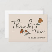 Boho Wildflower Op Maat Platte Bedankkaart (Voorkant / Achterkant)