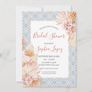 Boho Wildflower Pampas Grass Shower Kaart