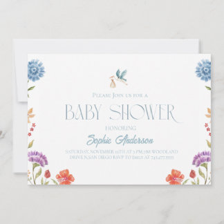 Boho Wildflower Pasgeboren Foto Baby Borrel Kaart
