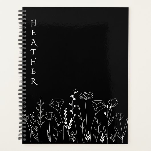 Boho Wildflower Personalized Black Gift for Her (Devant)
