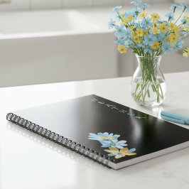 Boho Wildflower Personalized Black Gift for Her Notitieboek