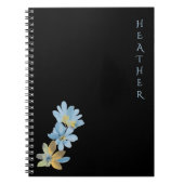 Boho Wildflower Personalized Black Gift for Her Notitieboek (Voorkant)