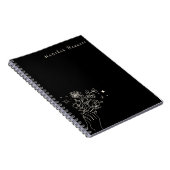 Boho Wildflower Personalized Black Gift for Her Notitieboek (Rechterzijde)