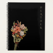 Boho Wildflower Personalized Black Gift for Her Planner (Voorkant)