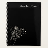 Boho Wildflower Personalized Black Gift for Her Planner (Voorkant)