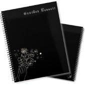 Boho Wildflower Personalized Black Gift for Her Planner