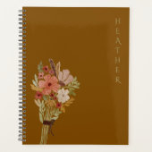 Boho Wildflower Personalized Brown Gift for Her Planner (Voorkant)