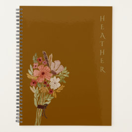 Boho Wildflower Personalized Brown Gift for Her Planner