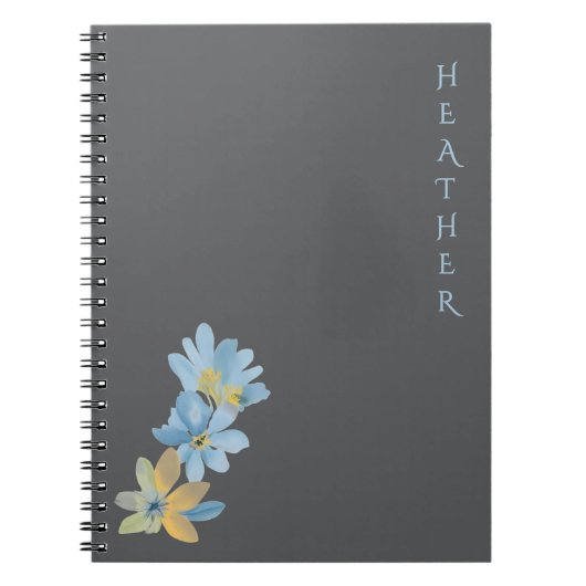 Boho Wildflower Personalized Grey Gift for Her Notitieboek (Voorkant)