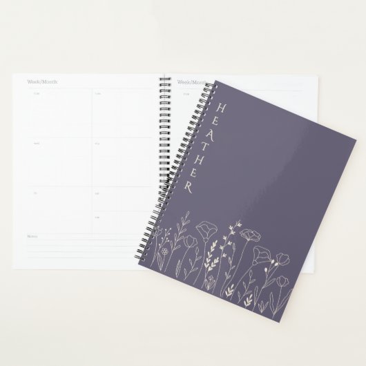 Boho Wildflower Personalized Grey Gift for Her Planner (Display)