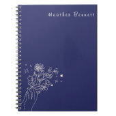 Boho Wildflower Personalized Navy Gift for Her Notitieboek (Voorkant)