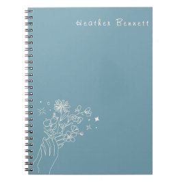 Boho Wildflower Personalized Teal Gift for Her Notitieboek