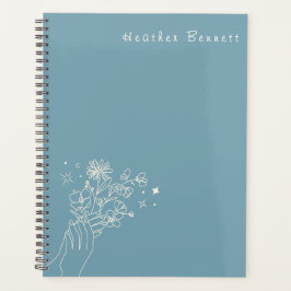 Boho Wildflower Personalized Teal Gift for Her Planner